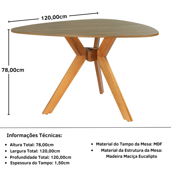 mesa de jantar organica 120cm nina em mdf e madeira macica magazine decor 7