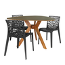 mesa de jantar oganica natural 120cm com 3 cadeiras gruvyer 1