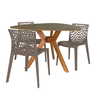 mesa de jantar oganica natural 120cm com 3 cadeiras gruvyer 4