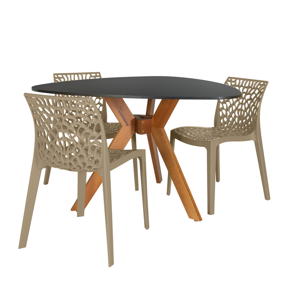 mesa de jantar nina 3 lugares 120cm preta com cadeira gruvyer 6