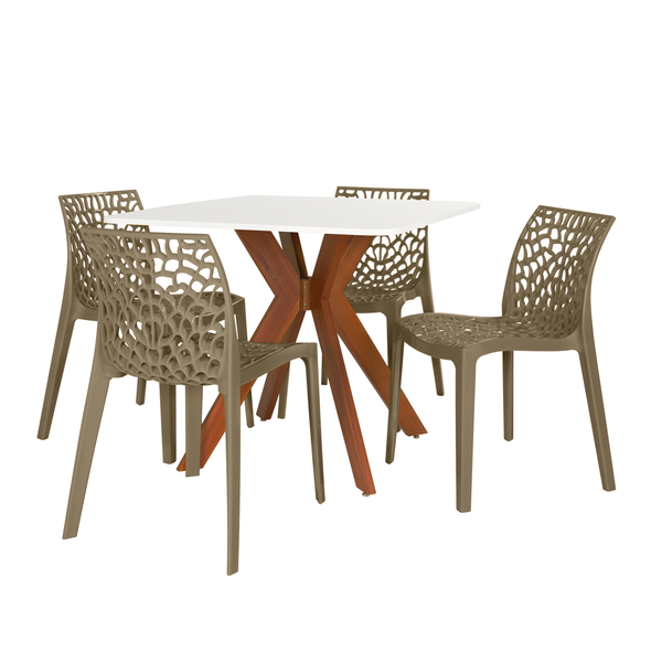 mesa de jantar quadrada 4 lugares 90x90 branca isa com cadeiras gruvyer magazine decor 6