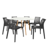 mesa de jantar redonda 6 lugares eiffel branca 120cm com cadeira gruvyer 1
