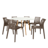 mesa de jantar redonda 6 lugares eiffel branca 120cm com cadeira gruvyer 4