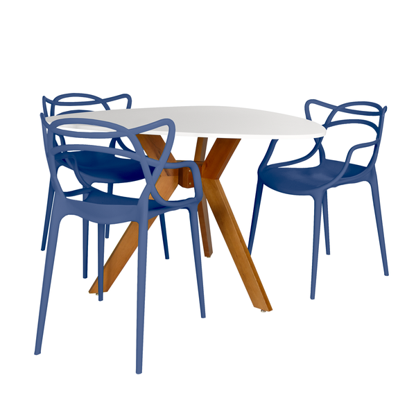 mesa de jantar organica 3 lugares nina 120cm branca com cadeira allegra 4