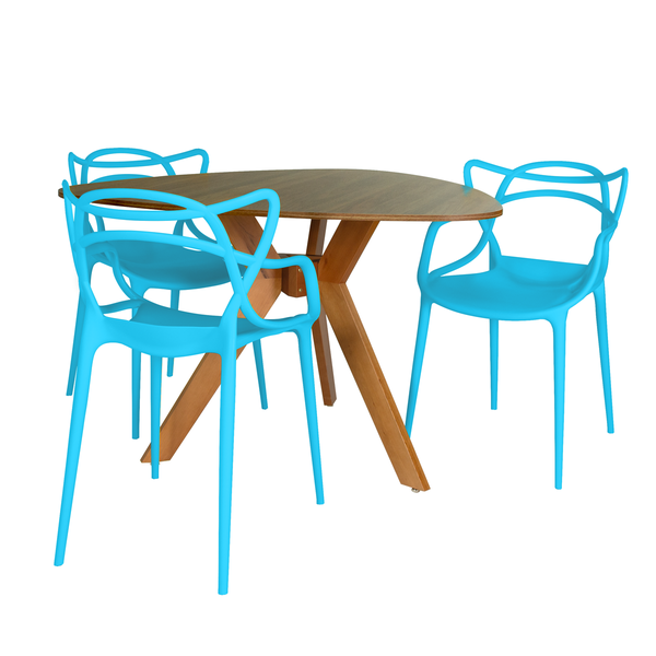 mesa de jantar organica 3 lugares nina natural 120cm com cadeira allegra magazine decor 3