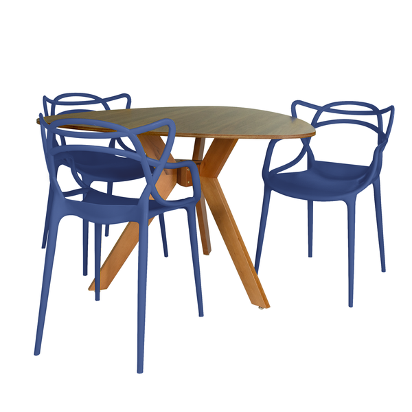 mesa de jantar organica 3 lugares nina natural 120cm com cadeira allegra magazine decor 4