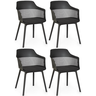 kit 4 cadeiras de jantar estofada marcela preta magazine decor