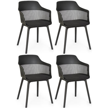 kit 4 cadeiras de jantar estofada marcela preta magazine decor