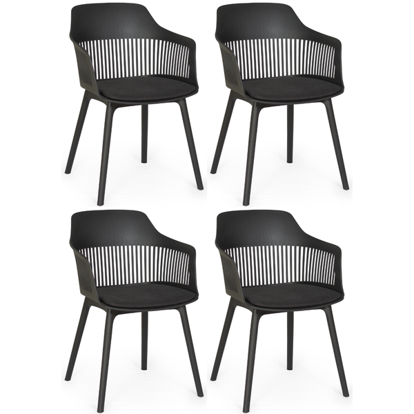 kit 4 cadeiras de jantar estofada marcela preta magazine decor