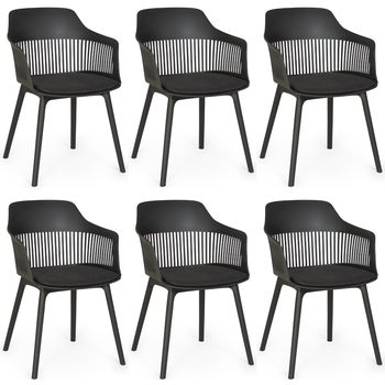 kit 6 cadeiras de jantar estofada marcela preta magazine decor