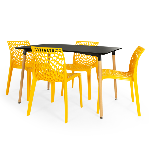 mesa de jantar retangular eiffel 120x80cm preta com 4 cadeiras gruvyer magazine decor 2