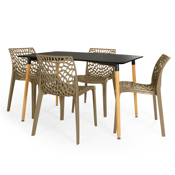 mesa de jantar retangular eiffel 120x80cm preta com 4 cadeiras gruvyer magazine decor 8