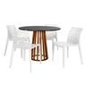 mesa de jantar redonda 4 lugares preta talia amadeirada 100cm com cadeira gruvyer magazine decor 3