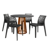 mesa de jantar redonda 4 lugares preta talia amadeirada 100cm com cadeira gruvyer magazine decor 9