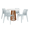 mesa de jantar redonda 4 lugares 100cm talia amadeirada branca com cadeira gruvyer 4