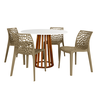 mesa de jantar redonda 4 lugares 100cm talia amadeirada branca com cadeira gruvyer 8