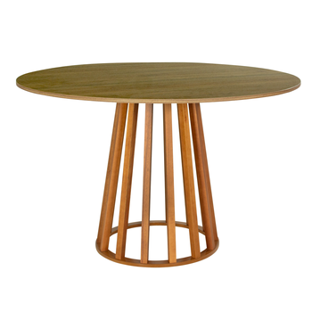 mesa de jantar redonda talia amadeirada natural 120cm magazine decor