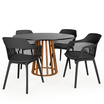 mesa de jantar redonda talia preta 120cm com 4 cadeiras marcela magazine decor 1