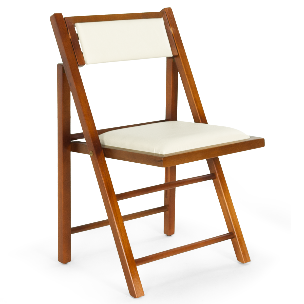 cadeira dobravel rustica castanho de madeira com estofado branco magazine decor 3