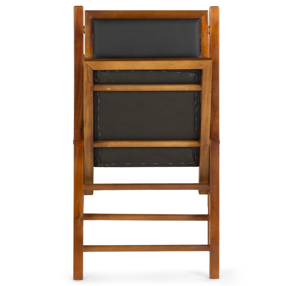 cadeira dobravel rustica castanho de madeira com estofado preto magazine decor 1