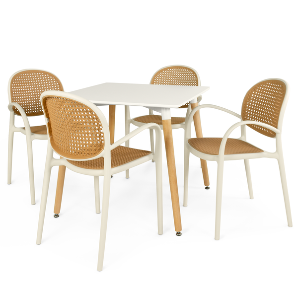 mesa de jantar quadrada 4 lugares eiffel branca 80x80cm com cadeira roma magazine decor 2