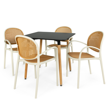 mesa de jantar quadrada 4 lugares eiffel preta 80x80 com cadeira roma magazine decor 2