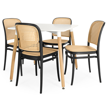 mesa de jantar quadrada 4 lugares eiffel branca 80x80 com cadeira roma magazine decor 1