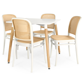 mesa de jantar quadrada 4 lugares eiffel branca 80x80 com cadeira roma magazine decor 2