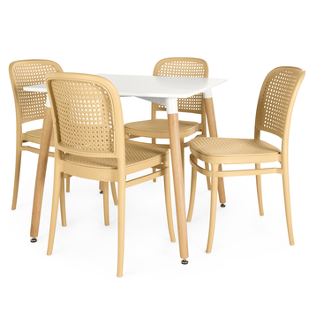 mesa de jantar quadrada 4 lugares eiffel branca 80x80 com cadeira roma magazine decor 4