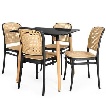 mesa de jantar quadrada 4 lugares eiffel preta 80x80cm com cadeira roma magazine decor 1