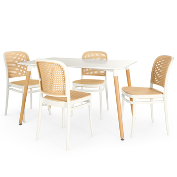 conjunto mesa de jantar retangular eiffel branca 120x80cm com 4 cadeiras roma magazine decor 2