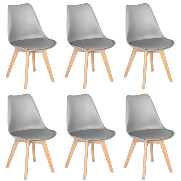 kit 6 cadeiras estofadas leda cinza magazine decor