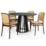 mesa de jantar redonda talia preta 120cm com 4 cadeiras roma 2