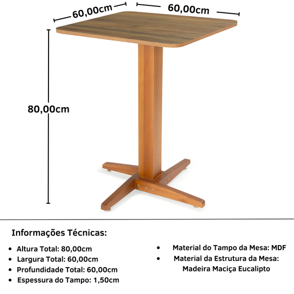 mesa quadrada jaque 60x60 em mdfmadeira bar e restaurante magazine decor 11