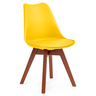 cadeira estofada eames leda vertice em madeira macica base nozes magazine decor cor amarelo