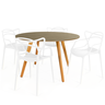 conjunto mesa de jantar redonda laura 100cm natural com 4 cadeiras allegra 4