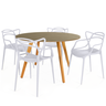 conjunto mesa de jantar redonda laura 100cm natural com 4 cadeiras allegra 5