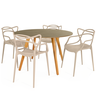conjunto mesa de jantar redonda laura 100cm natural com 4 cadeiras allegra 9