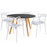 conjunto mesa de jantar redonda laura 100cm preta com 4 cadeiras allegra 5
