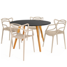 conjunto mesa de jantar redonda laura 100cm preta com 4 cadeiras allegra 9