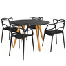 conjunto mesa de jantar redonda laura 100cm preta com 4 cadeiras allegra 10