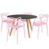 conjunto mesa de jantar redonda laura 100cm preta com 4 cadeiras allegra 11