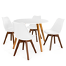 conjunto mesa de jantar redonda laura 100cm branca com 4 cadeiras leda vertice 1
