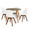 conjunto mesa de jantar redonda laura 100cm natural com 4 cadeiras leda vertice 2