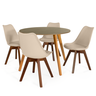 conjunto mesa de jantar redonda laura 100cm natural com 4 cadeiras leda vertice 3