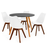 conjunto mesa de jantar redonda laura 100cm preto com 4 cadeiras leda vertice 2