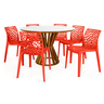 conjunto mesa de jantar redonda cecilia 120cm branca com 4 cadeiras gruvyer 1
