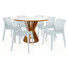 conjunto mesa de jantar redonda cecilia 120cm branca com 4 cadeiras gruvyer 4
