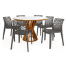 conjunto mesa de jantar redonda cecilia 120cm branca com 4 cadeiras gruvyer 5