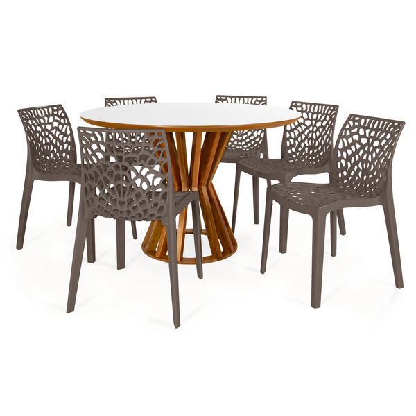 conjunto mesa de jantar redonda cecilia 120cm branca com 4 cadeiras gruvyer 6